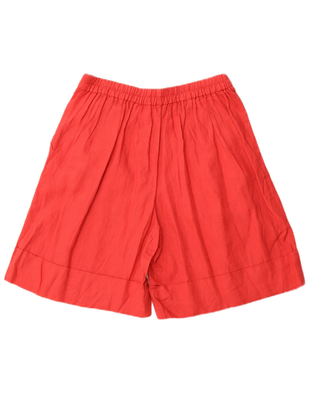 BENETTON Womens Wide Leg High Waist Casual Shorts Medium W30 Red Linen