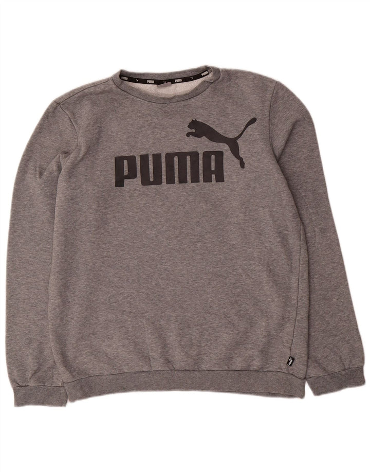 PUMA Boys Graphic Sweatshirt Jumper 15-16 Years Grey Cotton