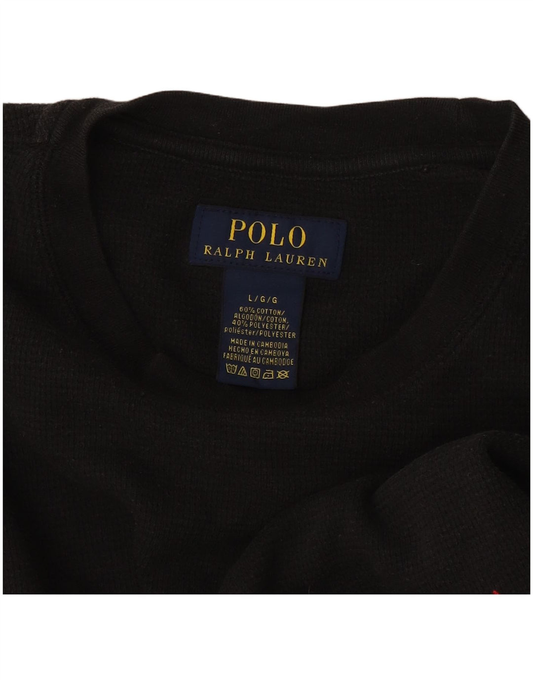 Ralph Lauren Mens Top Long Sleeve Large Black Cotton