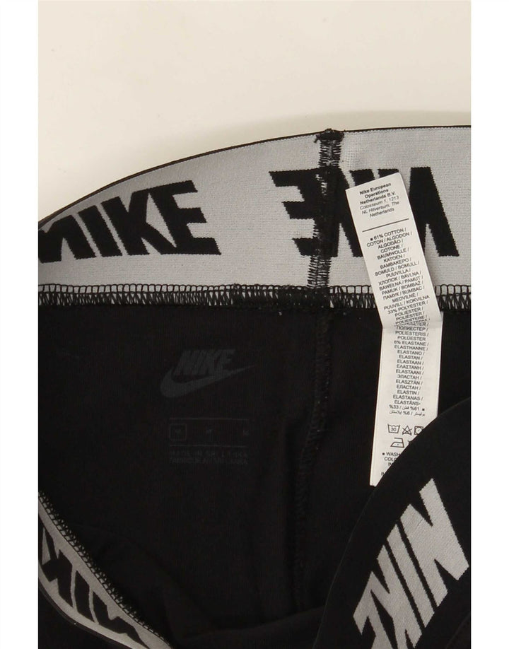 Nike Womens Graphic Leggings UK 12 Medium Black Cotton