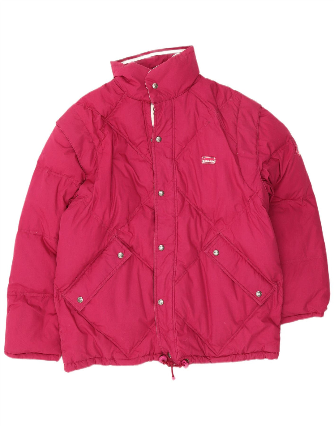 Diadora Mens Reversible Loose Fit Padded Jacket UK 38 Medium Pink Polyester