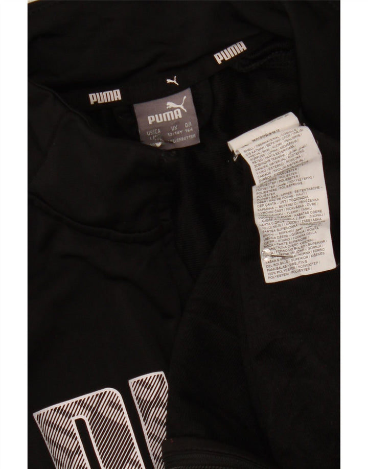 Puma Boys Graphic Tracksuit Top Jacket 13-14 Years Black Polyester