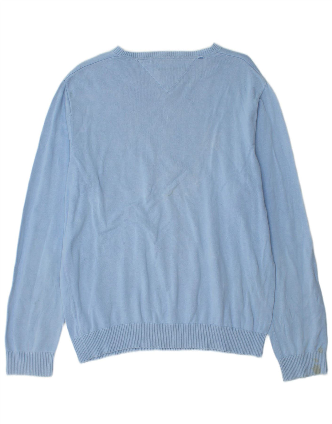 Tommy Hilfiger Mens V-Neck Jumper Sweater Large Blue Cotton