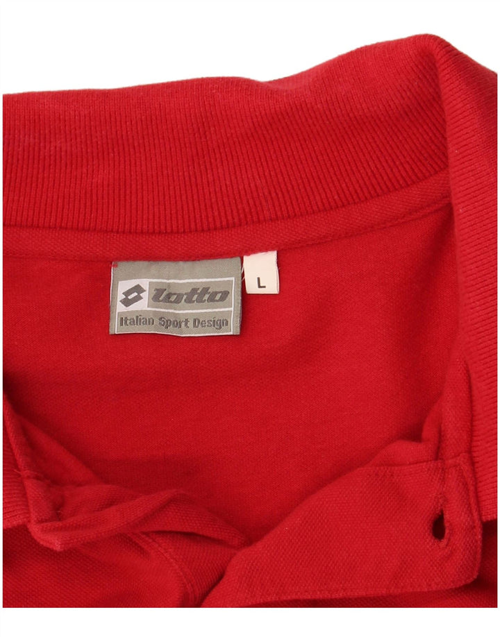 LOTTO Mens Long Sleeve Polo Shirt Large Red