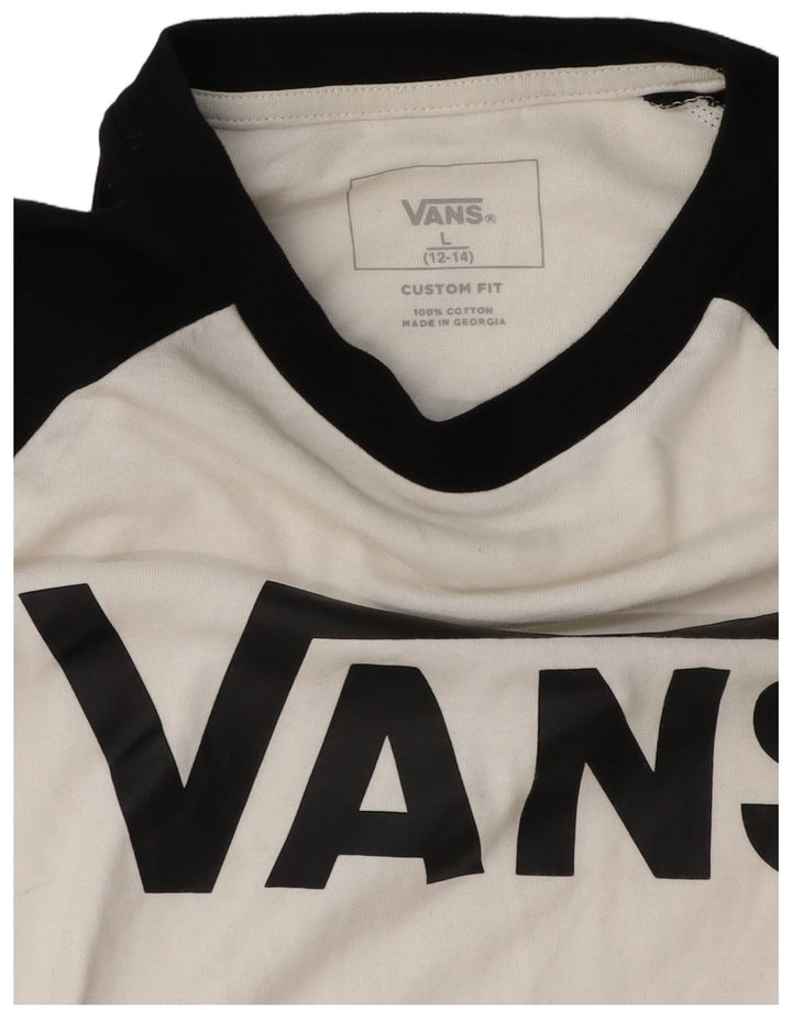 Vans Boys Graphic Top 3/4 Sleeve 12-13 Years Large White Colourblock