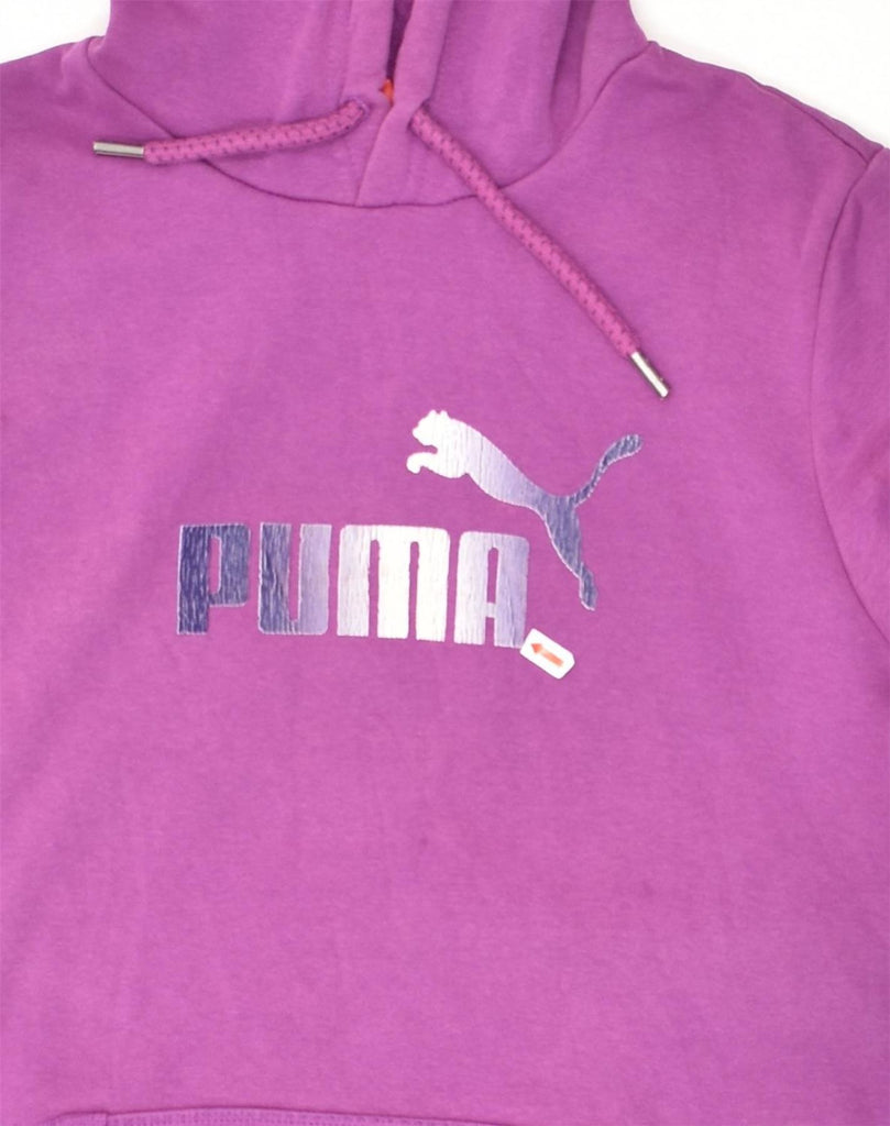 PUMA Womens Graphic Hoodie Jumper UK 12 Medium  Purple Cotton | Vintage Puma | Thrift | Second-Hand Puma | Used Clothing | Messina Hembry 