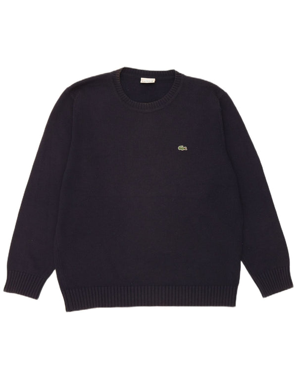 Lacoste Mens Crew Neck Jumper Sweater Size 5 Large Navy Blue Cotton