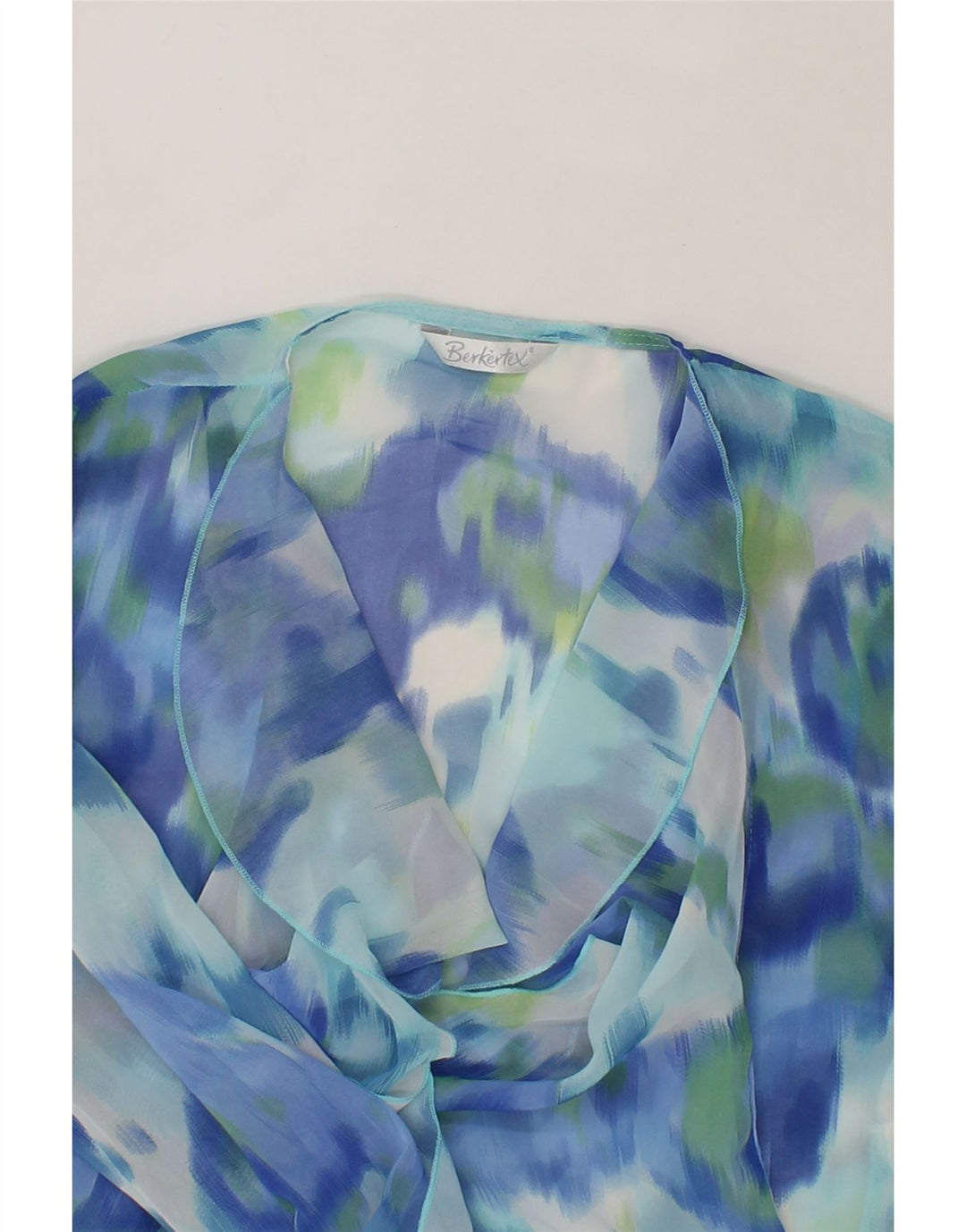 BERKERTEX  Womens See Through Shirt Dress UK 12 Medium Blue Tie Dye Vintage Berkertex and Second-Hand Berkertex from Messina Hembry 
