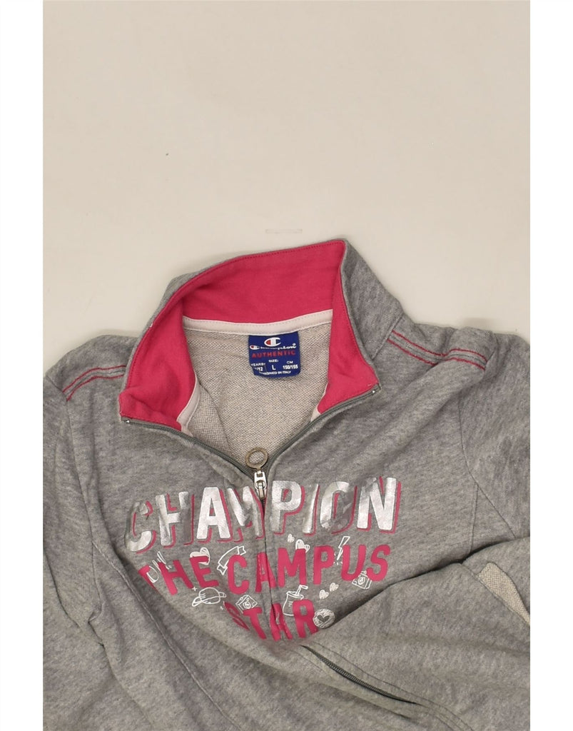 CHAMPION Girls Graphic Tracksuit Top Jacket 11-12 Years Large Grey Cotton | Vintage Champion | Thrift | Second-Hand Champion | Used Clothing | Messina Hembry 