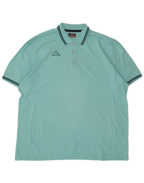 Kappa Mens Polo Shirt 3XL Turquoise Striped Cotton