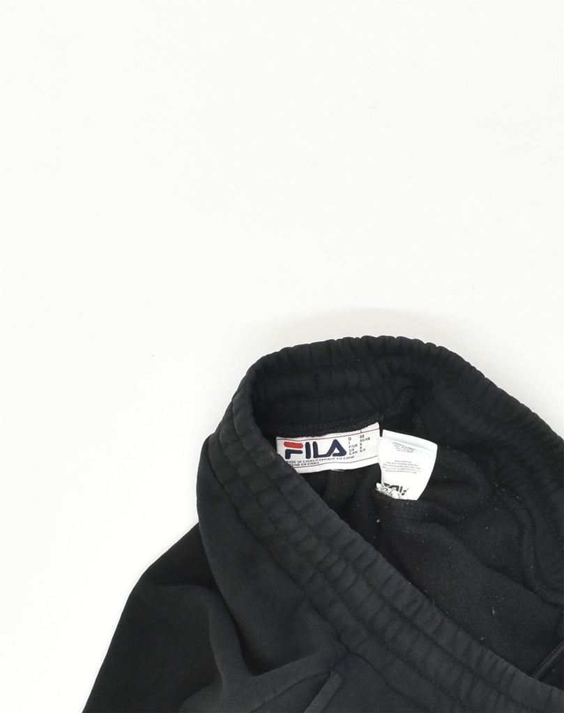 FILA Mens Graphic Tracksuit Trousers Joggers Small Black Cotton | Vintage Fila | Thrift | Second-Hand Fila | Used Clothing | Messina Hembry 