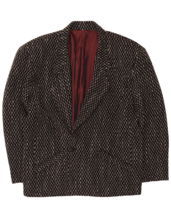 Manhattan Mens 1 Button Blazer Jacket UK 40 Large Black Check Wool