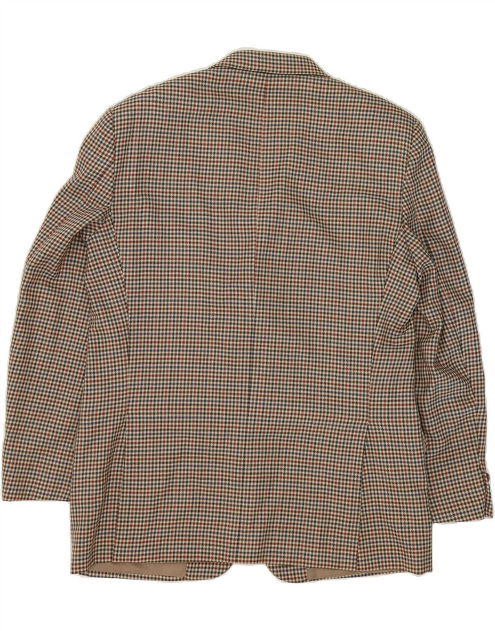 FACIS Mens 3 Button Blazer Jacket UK 42 XL Beige Check Wool Vintage Facis and Second-Hand Facis from Messina Hembry 