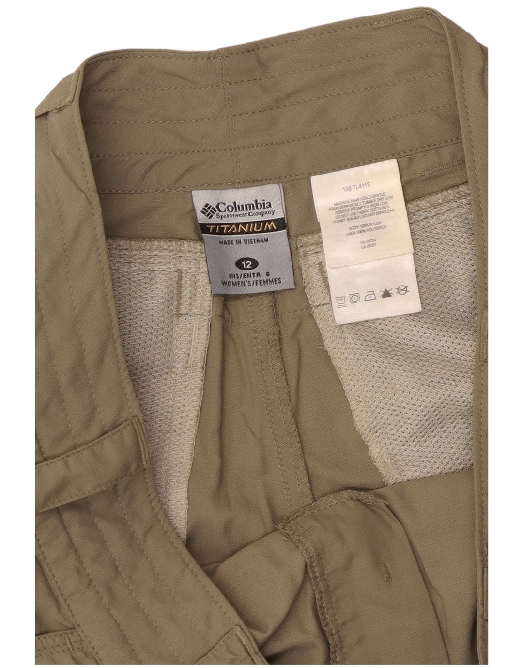 COLUMBIA Womens Titanium Chino Shorts US 12 Large W36  Khaki Nylon