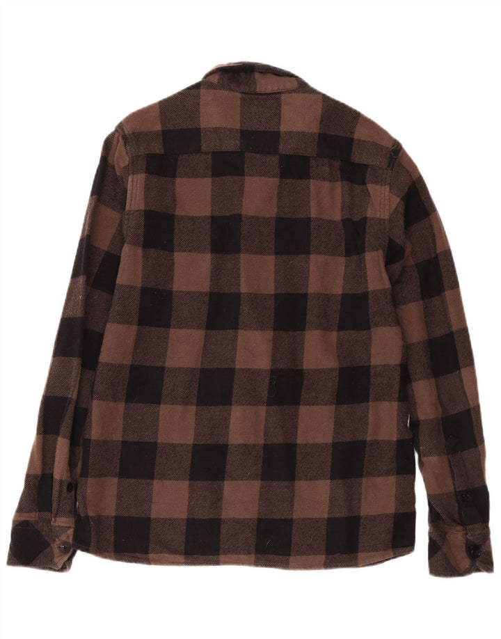 Dickies Mens Flannel Shirt Medium Brown Gingham Cotton