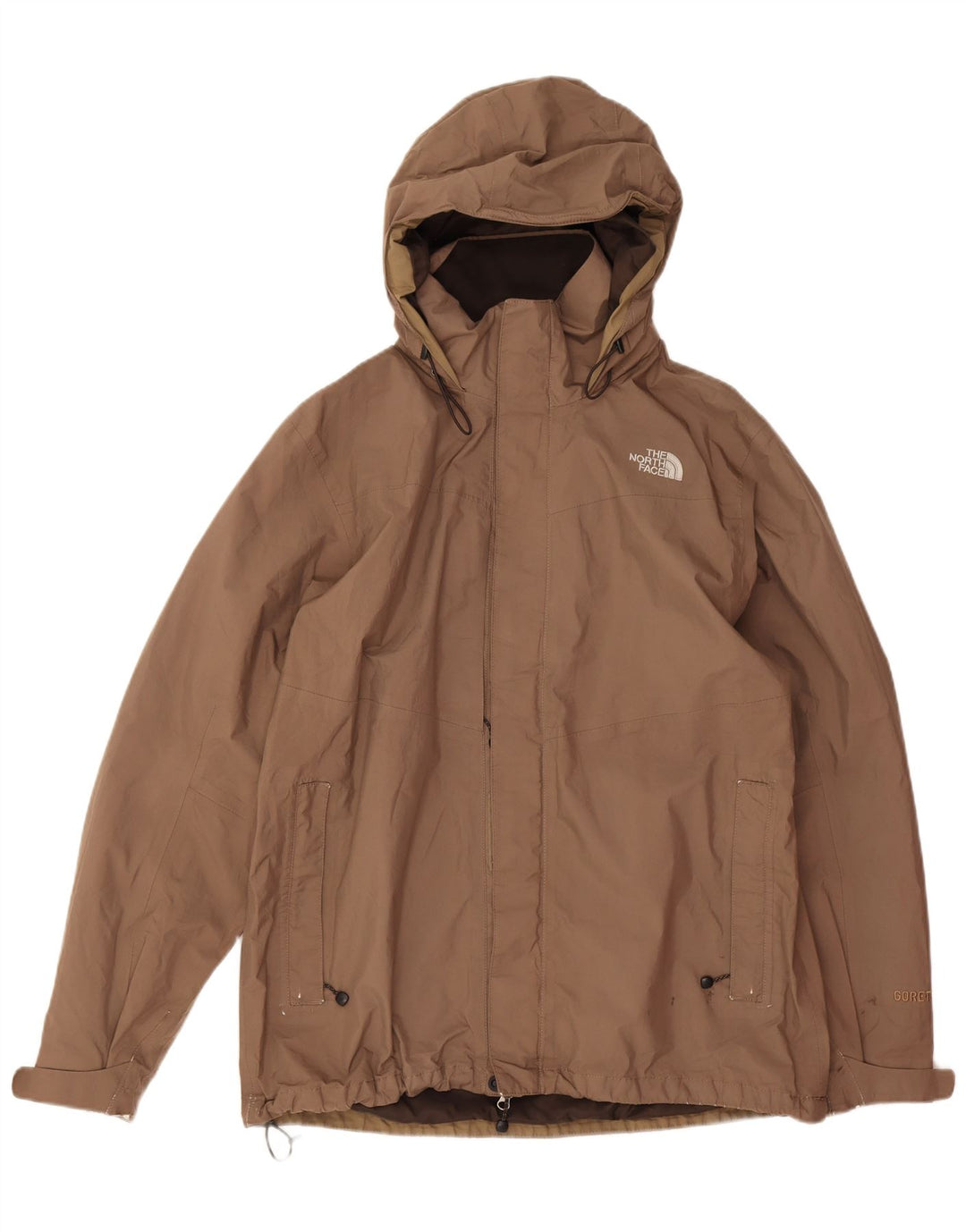 The North Face Mens Hooded Rain Jacket UK 40 Large Brown Polyester