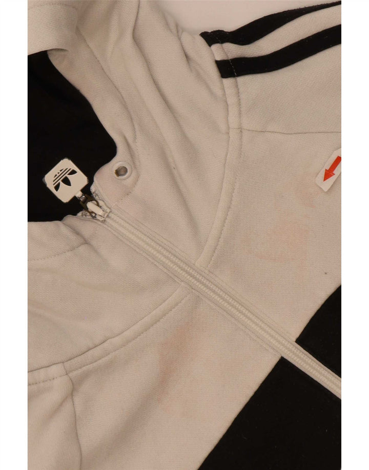 Adidas Womens Graphic Zip Hoodie Sweater IT 44 Medium White Colourblock