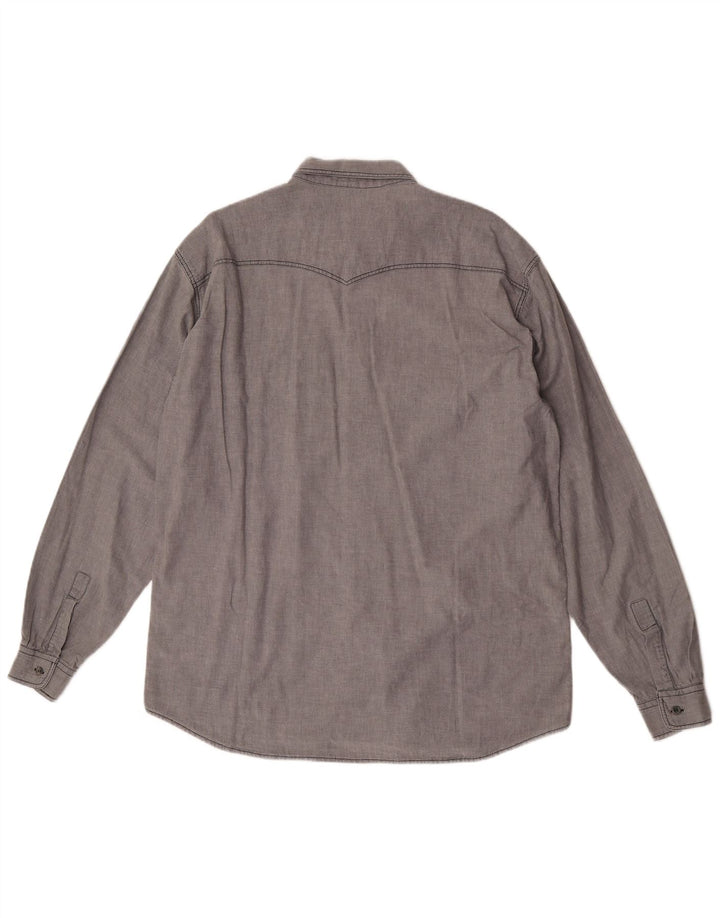 Stefanel Mens Shirt Large Grey Cotton