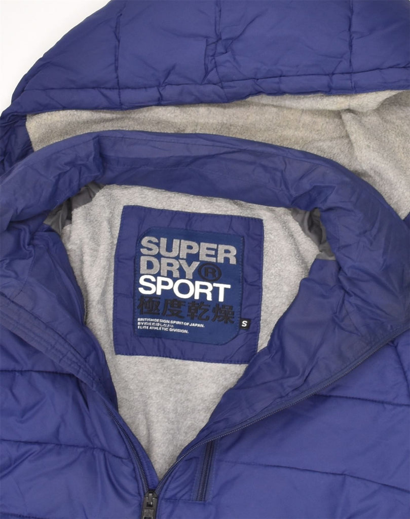 SUPERDRY Mens Hooded Padded Jacket UK 36 Small Blue Polyester | Vintage Superdry | Thrift | Second-Hand Superdry | Used Clothing | Messina Hembry 