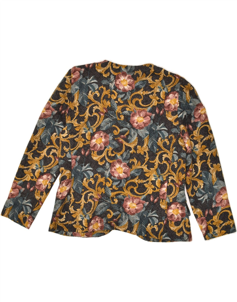 VINTAGE Womens Open Blazer Jacket UK 14 Large Multicoloured Floral Wool | Vintage Vintage | Thrift | Second-Hand Vintage | Used Clothing | Messina Hembry 