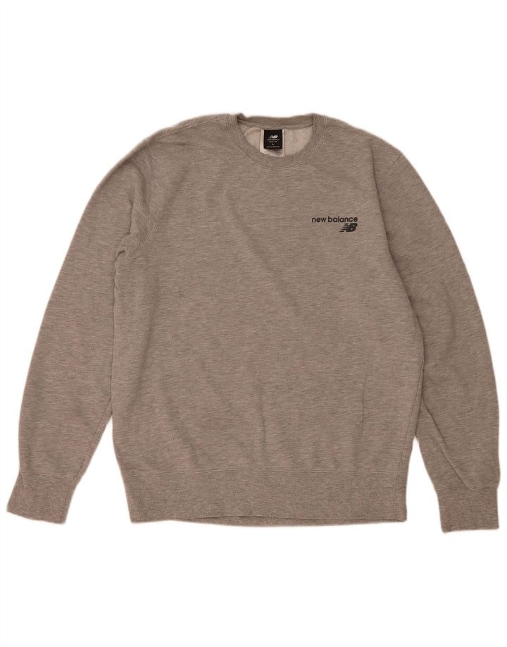 New Balance Mens Sweatshirt Jumper Large Grey Flecked Cotton