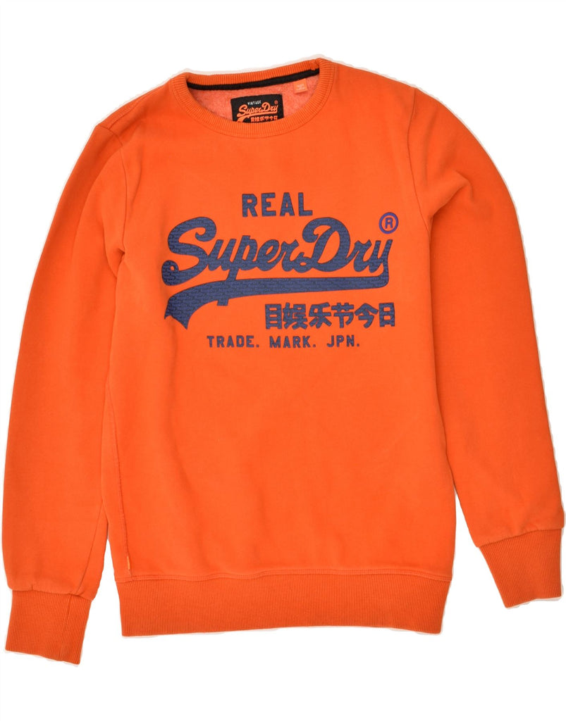 SUPERDRY Mens Real Graphic Sweatshirt Jumper Small Orange Cotton | Vintage Superdry | Thrift | Second-Hand Superdry | Used Clothing | Messina Hembry 