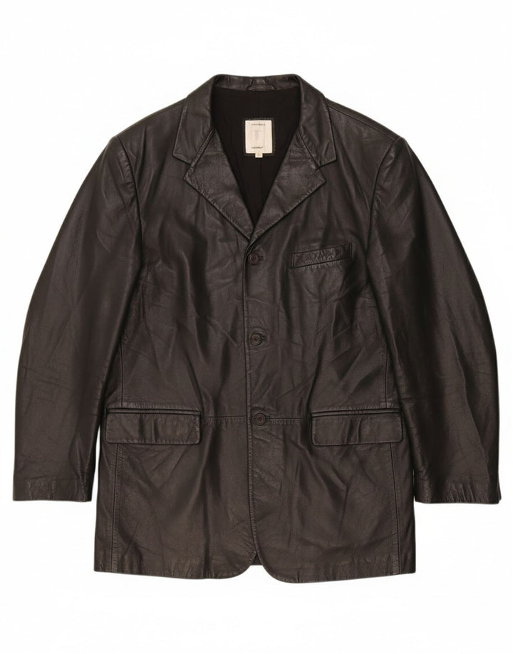 CONBIPEL Mens Leather Coat UK 40 Large Black Leather