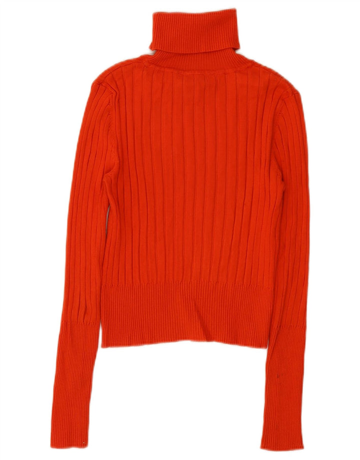 Zara Womens Crop Roll Neck Jumper Sweater UK 12 Medium Orange