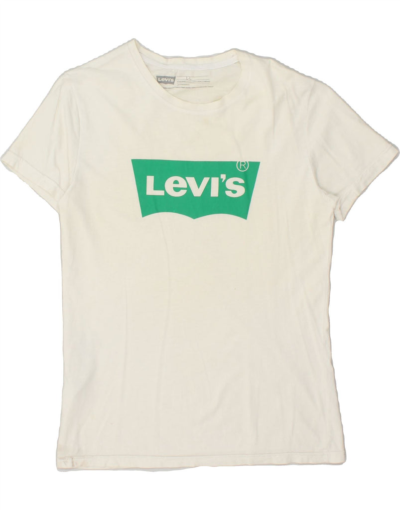 LEVI'S Womens Graphic T-Shirt Top UK 14 Large White Cotton | Vintage Levi's | Thrift | Second-Hand Levi's | Used Clothing | Messina Hembry 