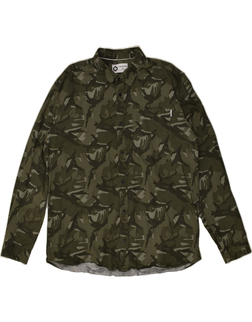 JACK & JONES Mens Comfort Fit Shirt 2XL Khaki Camouflage Cotton | Vintage Jack & Jones | Thrift | Second-Hand Jack & Jones | Used Clothing | Messina Hembry 