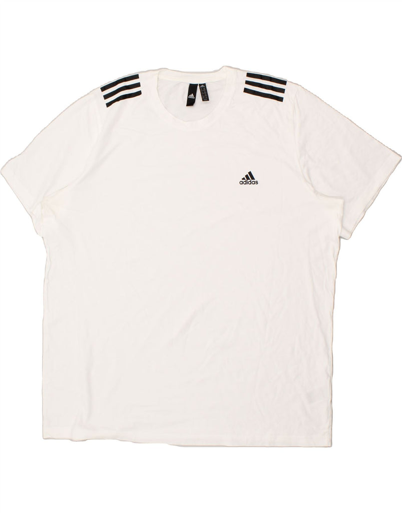 ADIDAS Mens T-Shirt Top 2XL White Cotton | Vintage Adidas | Thrift | Second-Hand Adidas | Used Clothing | Messina Hembry 