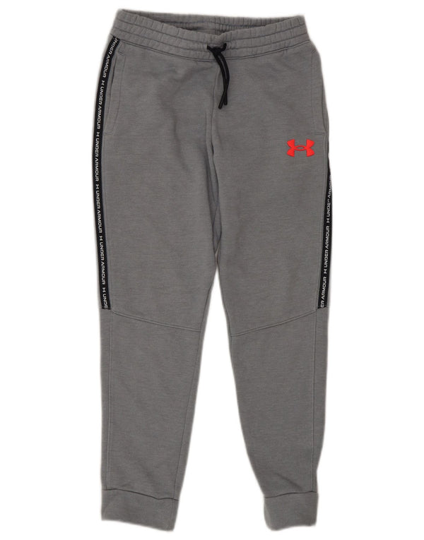 UNDER ARMOUR Girls Graphic Tracksuit Trousers Joggers 7-8 Years Small Grey