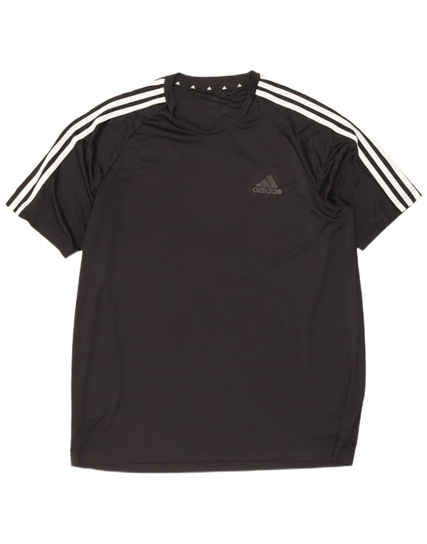 Adidas Mens T-Shirt Top Large Black Polyester Sports