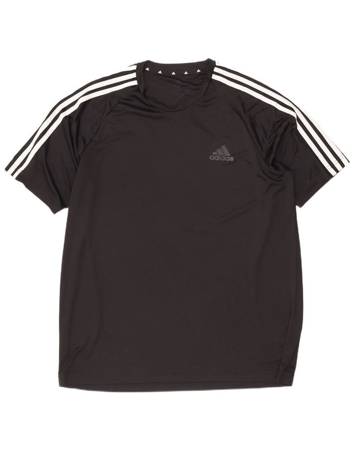 Adidas Mens T-Shirt Top Large Black Polyester Sports
