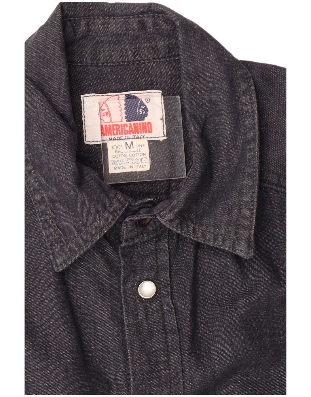 Americanino Mens Denim Shirt Medium Navy Blue Cotton
