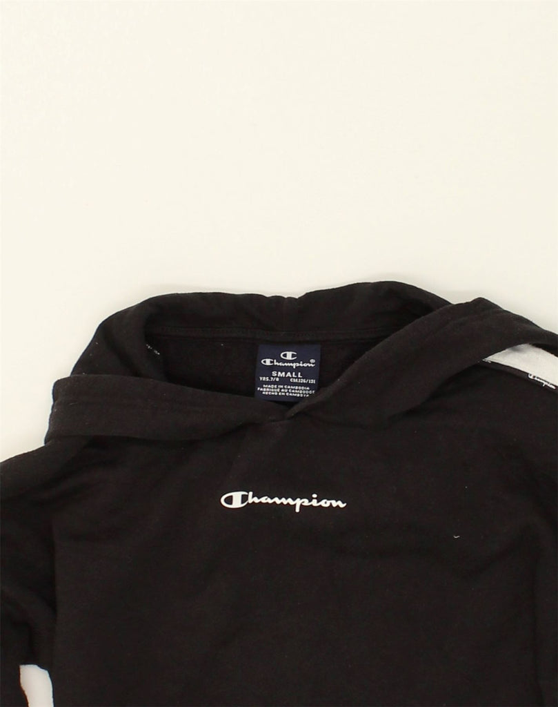 CHAMPION Girls Hoodie Jumper 7-8 Years Small Black Cotton | Vintage Champion | Thrift | Second-Hand Champion | Used Clothing | Messina Hembry 