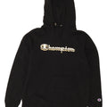 Champion Womens Graphic Hoodie Jumper UK 14 Medium Black Polyester