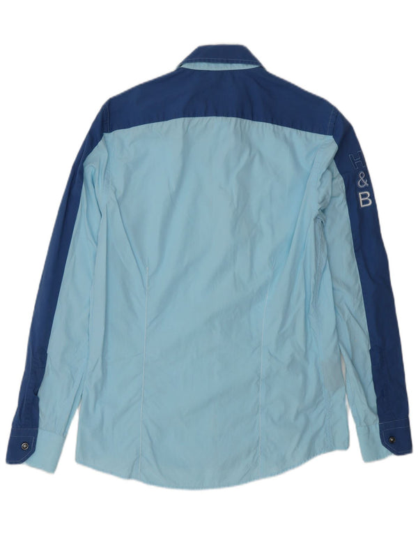 Harmont & Blaine Mens Shirt Small Blue Colourblock Cotton