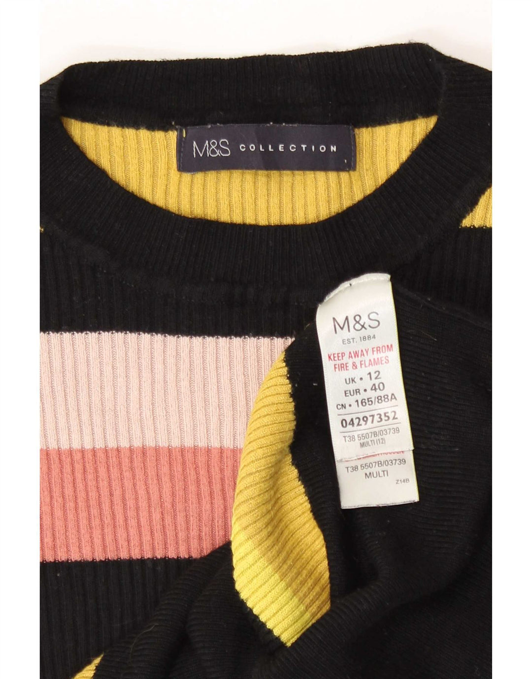Marks & Spencer Womens Crew Neck Jumper Sweater UK 12 Medium Multicoloured