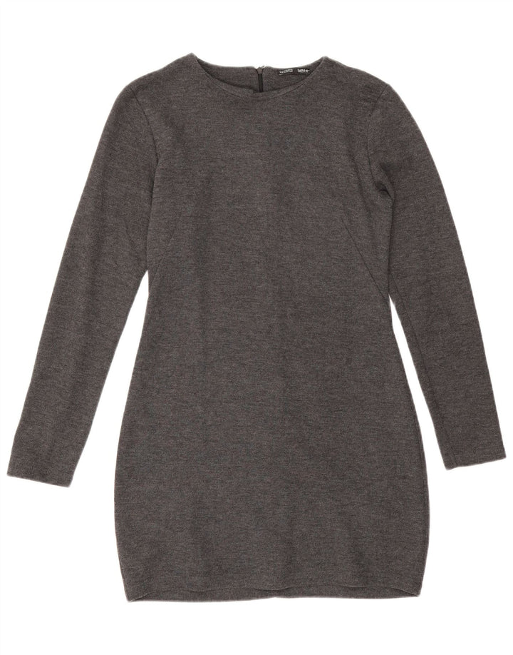 Zara Womens Long Sleeve Jumper Dress UK 12 Medium Grey