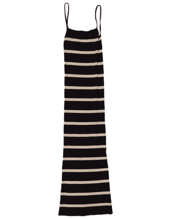 Zara Womens Sleeveless Maxi Dress UK 8 Small Black Striped Viscose