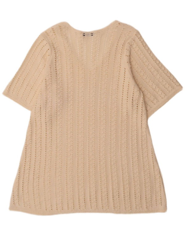Zara Womens Short Sleeve Crochet Jumper Dress UK 14 Medium Off White