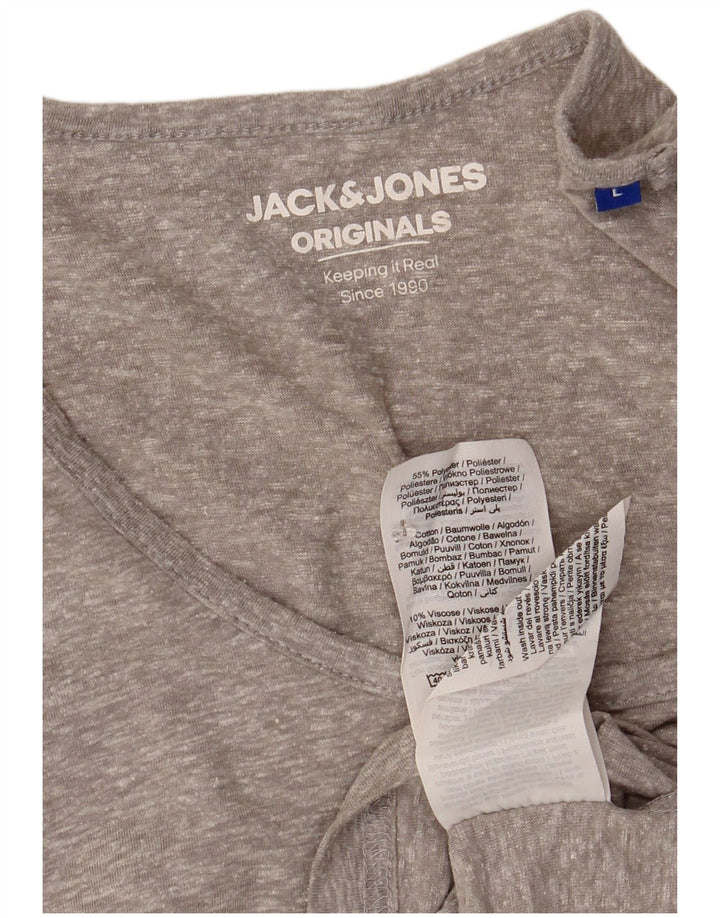 Jack & Jones Mens T-Shirt Top Large Grey Flecked Polyester