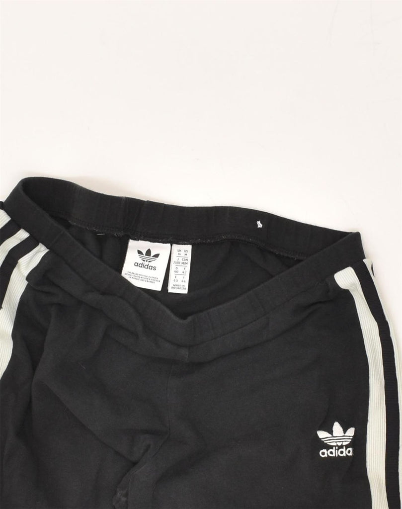 ADIDAS Womens Leggings UK 14 Medium Black Cotton | Vintage Adidas | Thrift | Second-Hand Adidas | Used Clothing | Messina Hembry 