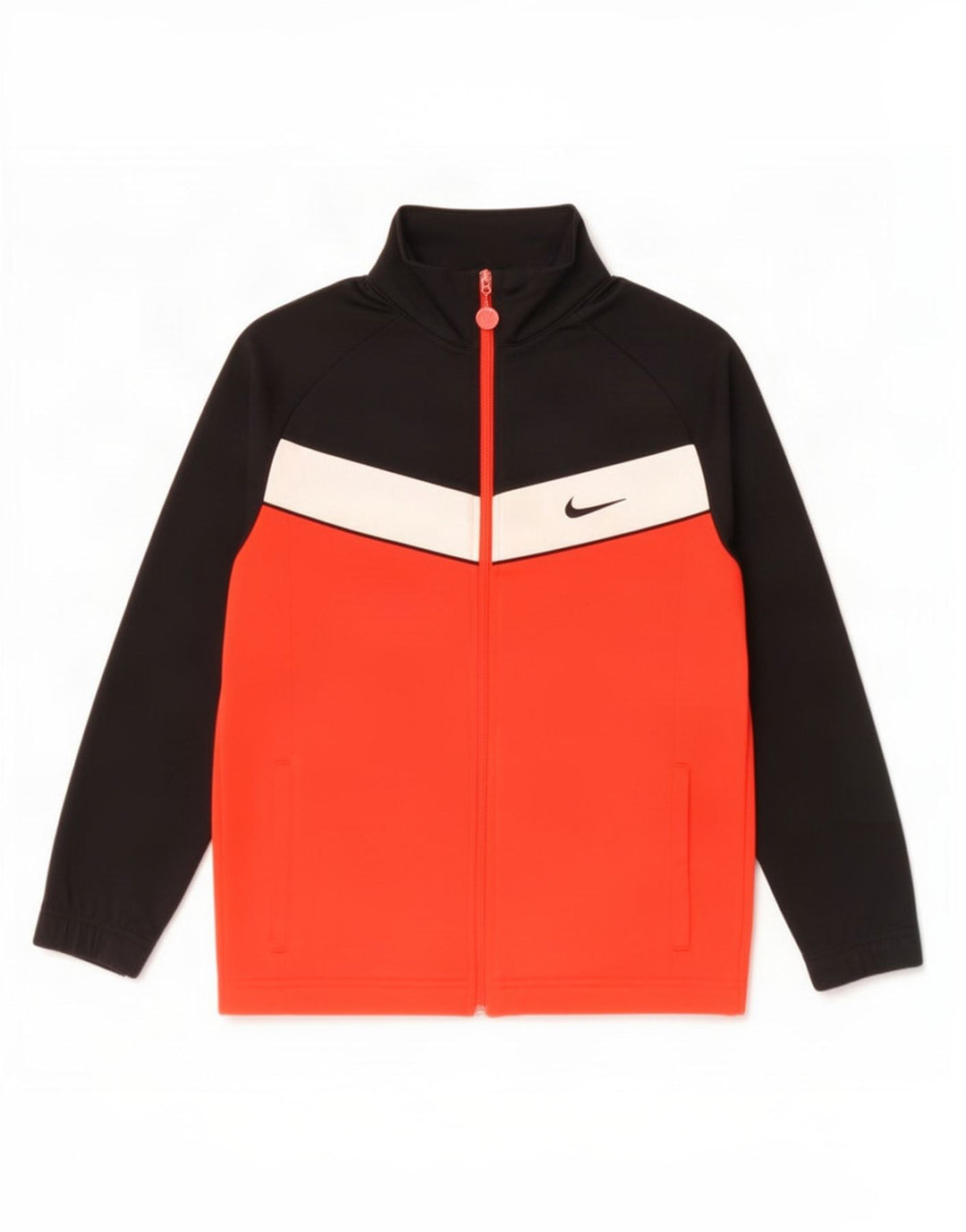 Nike Boys Tracksuit Top Jacket 12-13 Years Large Black Colourblock