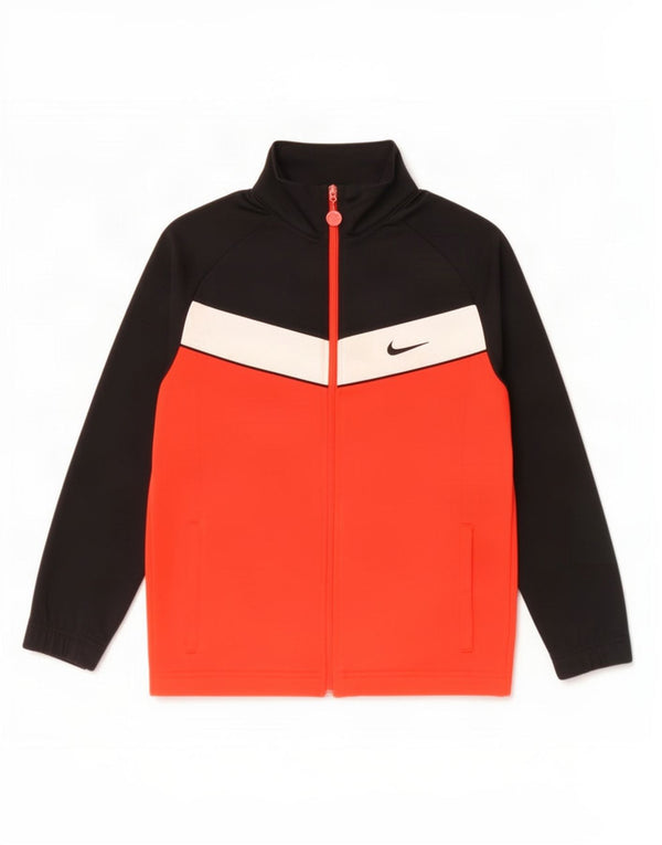 Nike Boys Tracksuit Top Jacket 12-13 Years Large Black Colourblock