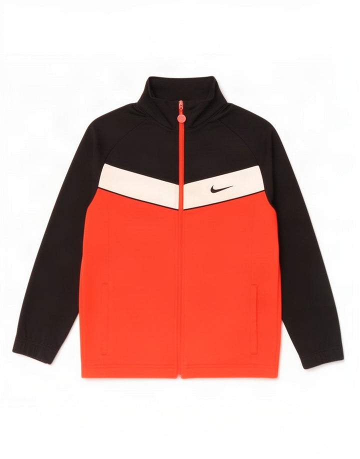 Nike Boys Tracksuit Top Jacket 12-13 Years Large Black Colourblock