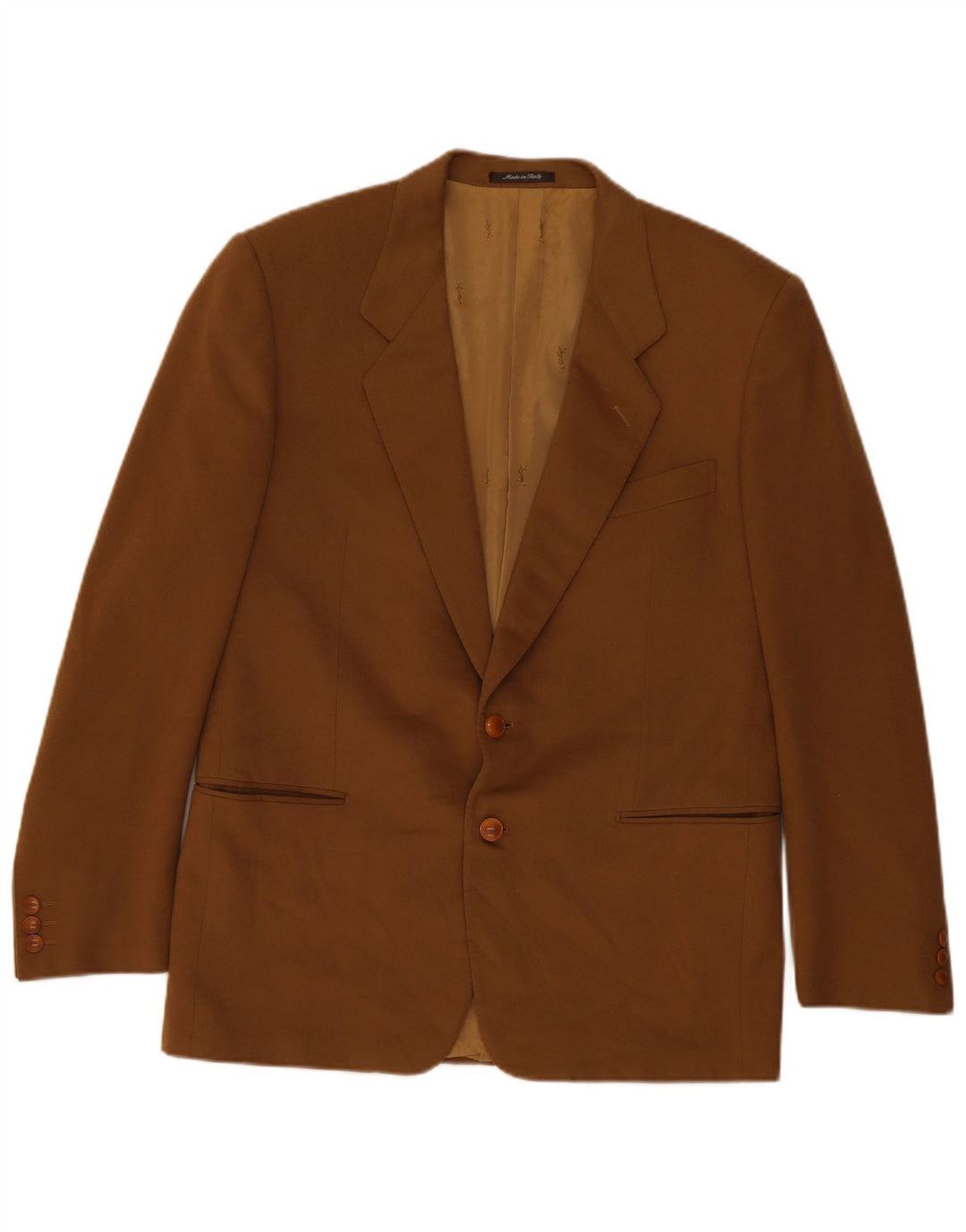 YVES SAINT LAURENT Mens 2 Button Blazer Jacket IT 52 XL Brown Wool