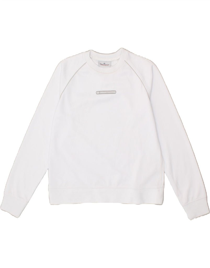 SERGIO TACCHINI Womens Graphic Sweatshirt Jumper IT 44 Medium White | Vintage Sergio Tacchini | Thrift | Second-Hand Sergio Tacchini | Used Clothing | Messina Hembry 