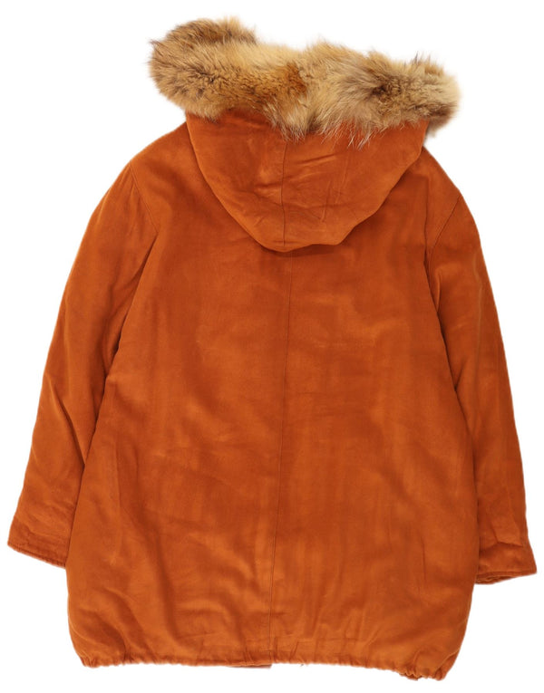 Vintage Womens Oversized Hooded Duffle Coat UK 14 Medium Brown